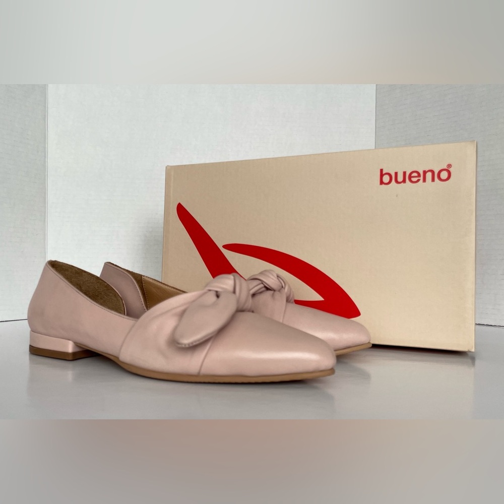 BUENO Luxe Soft Leather Knot Ballet Flats Blush Pink EU38 New w/ Box